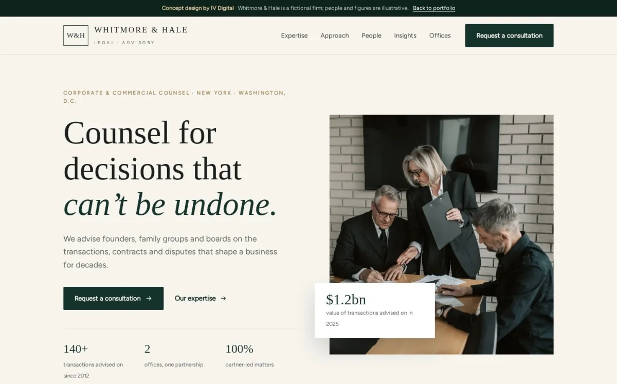 Professional Services website concept by IV Digital