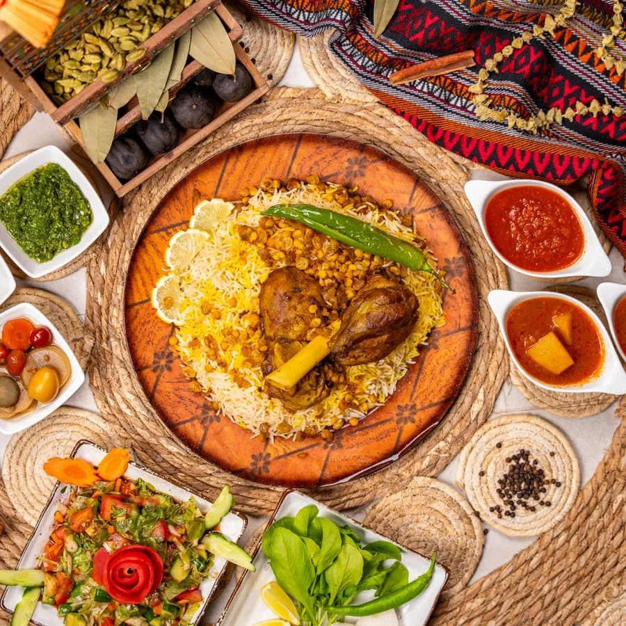 Lamb machboos with spiced rice