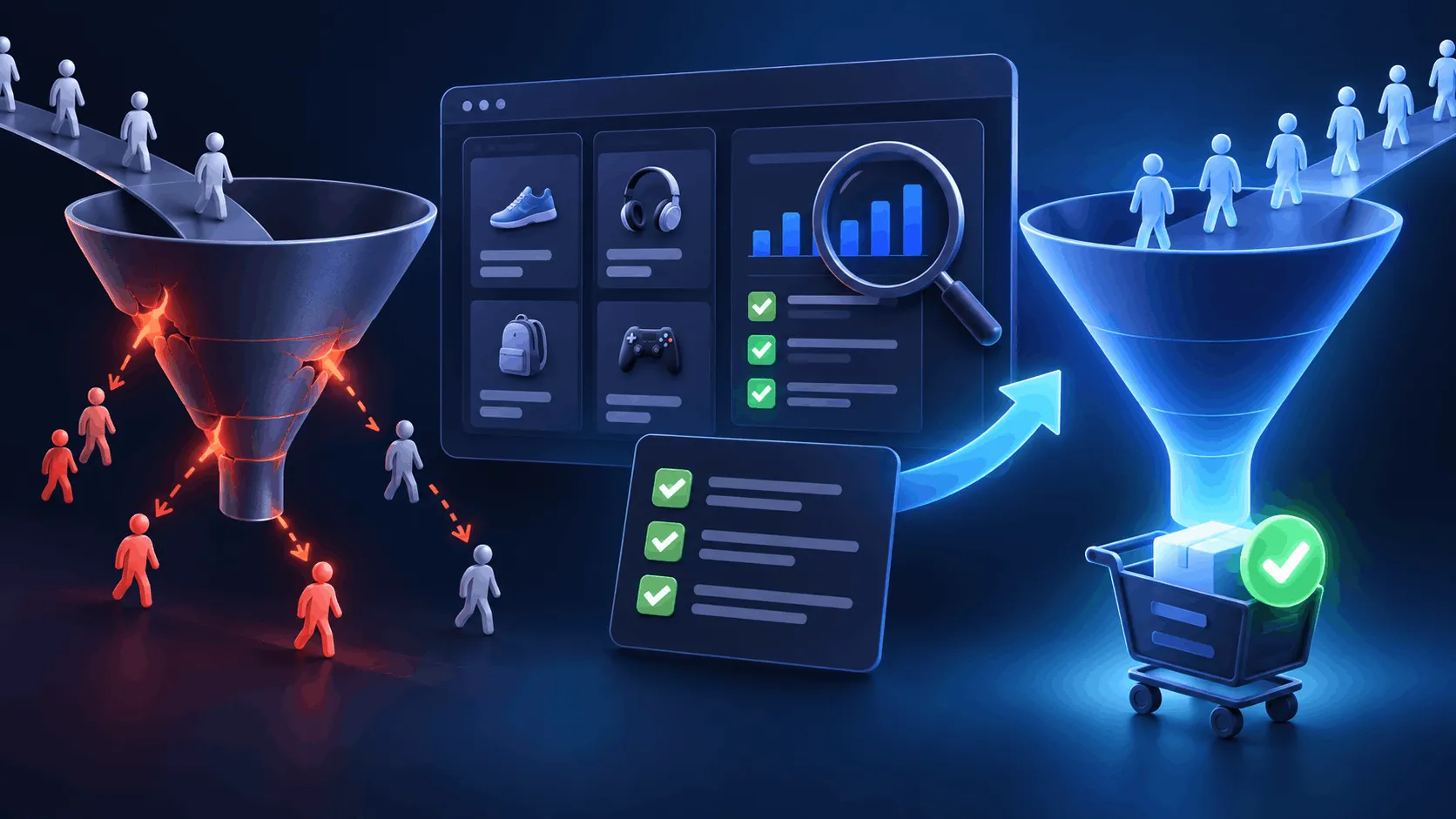 Ecommerce conversion funnel optimization dashboard